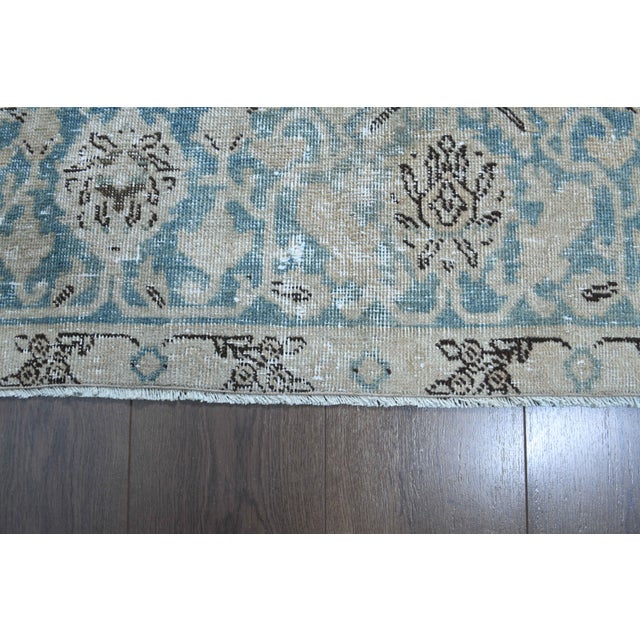 1970s Vintage Persian Handmade Wool Cotton Blue Area Rug For Sale - Image 9 of 11