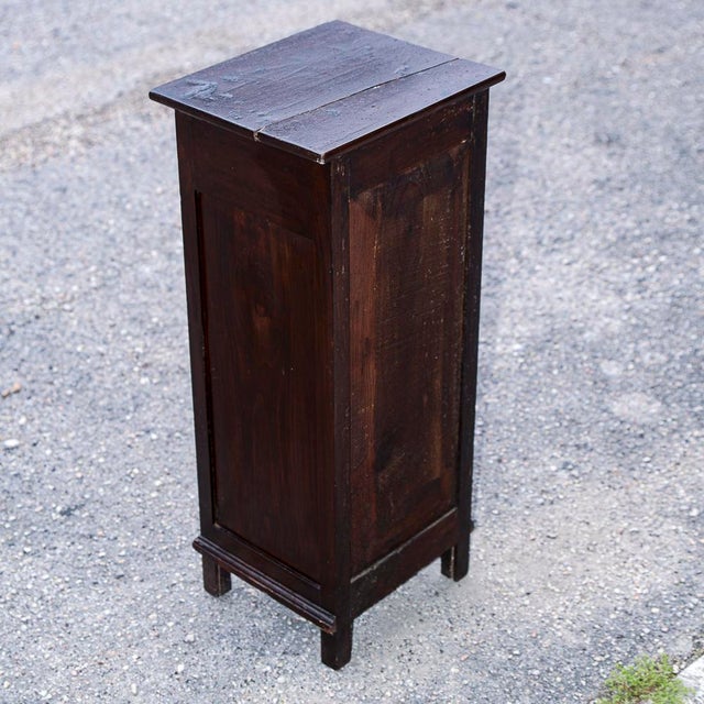 Single High and Narrow Fir Wooden Bedside Table, 1900s For Sale - Image 15 of 18
