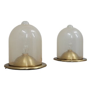 Dome Lamps in Pulegoso Glass and Gilded Brass from La Murrina, 1970s, Set of 2 For Sale