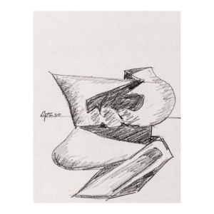 Seymour Lipton Sculpture Study Sketch, 1980