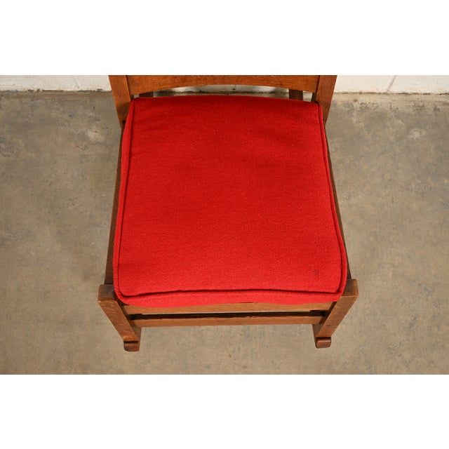 Brown L. & J. G. Stickley Antique Mission Oak Arts & Crafts Rocking Chair, Circa 1910 For Sale - Image 8 of 14