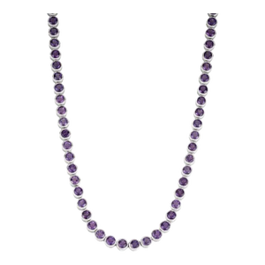 Timeless Bezel Set Amethyst Station Link Necklace for Gift