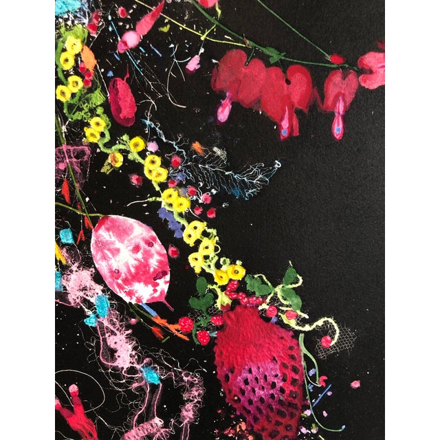 Martha Bloom, Milk Weed, Flowers Mixed Media Collage Monotype Floral Painting, 1985 For Sale In Miami - Image 6 of 8