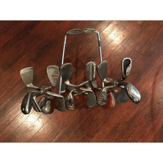 Hand Forged Golf Club Sculpture Magazine Rack - Fireplace Wood Basket - After Jeff Diamond For Sale In Los Angeles - Image 6 of 8