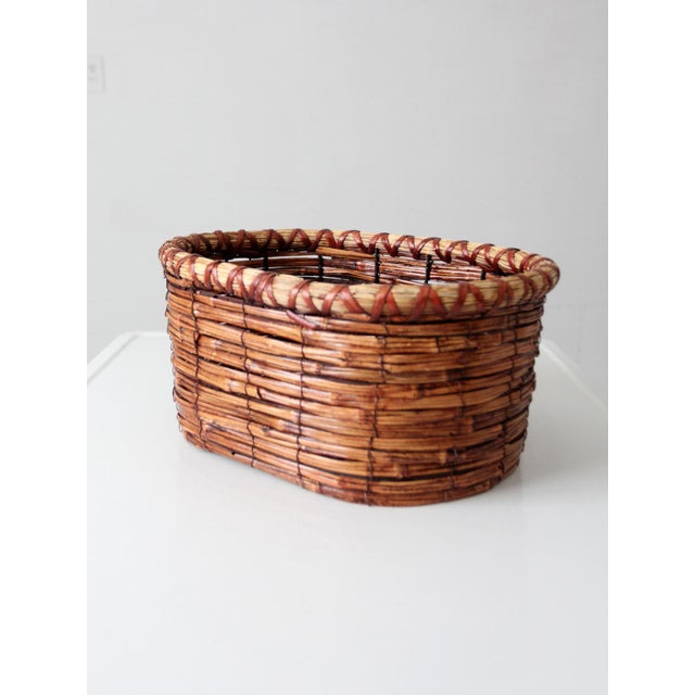 Late 20th Century Vintage Woven Reed Oval Basket For Sale - Image 5 of 11