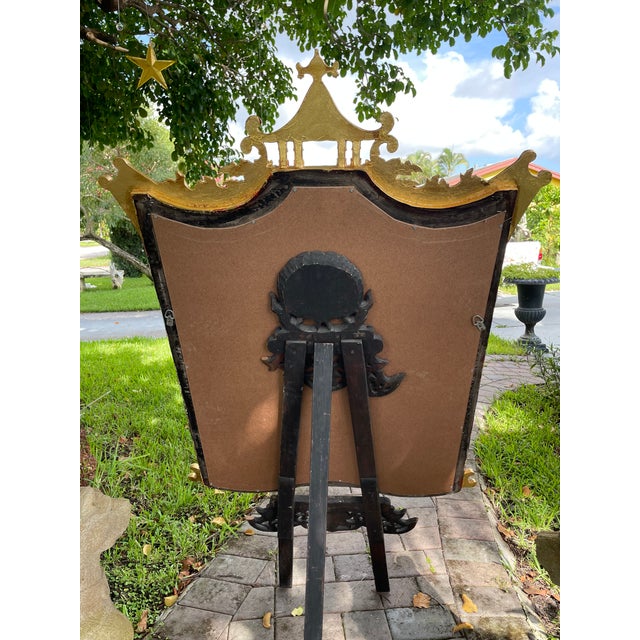 1960s 1960s Large Regency Chinoiserie Pagoda Mirror in Gold Leaf, Newly Restored, 51.5”h For Sale - Image 5 of 12
