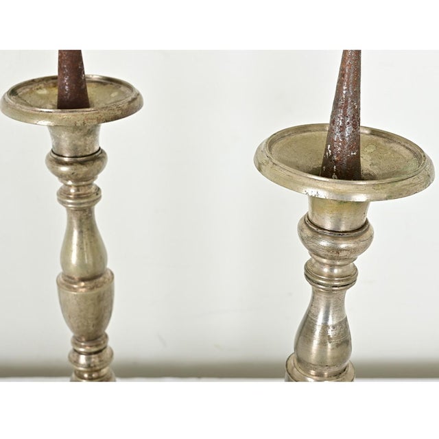 Metal French Pair of 19th Century Pewter Candlesticks For Sale - Image 7 of 10