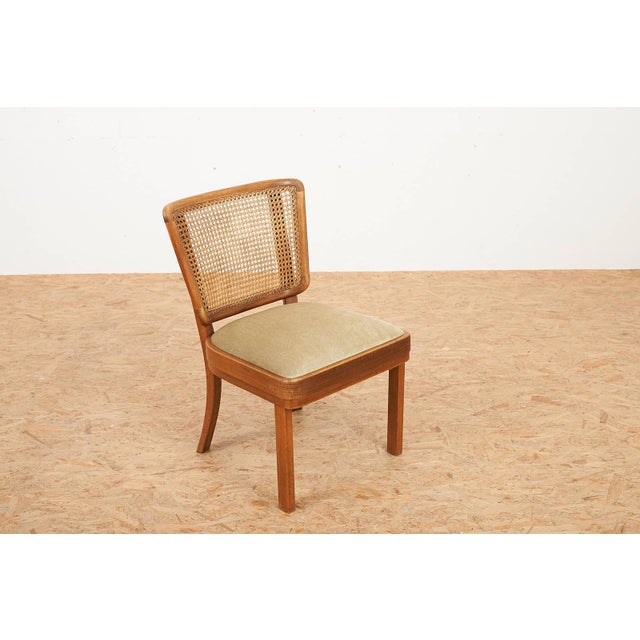 Wood Model 201 Chair with Frame Wood, Back with Ronc, Seat Upholstered and Velour Fabric, for the Girsberger Bookshop, Zurich For Sale - Image 7 of 12