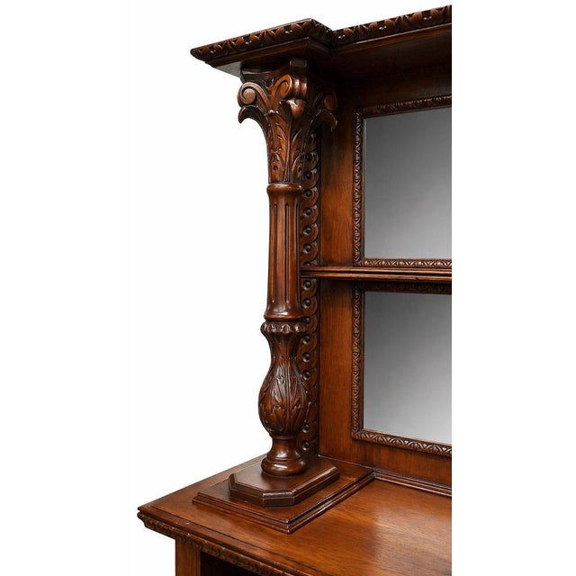 1980s Victorian Hand-Carved Oak Front and Back Pub Bar, 1980 For Sale - Image 5 of 12