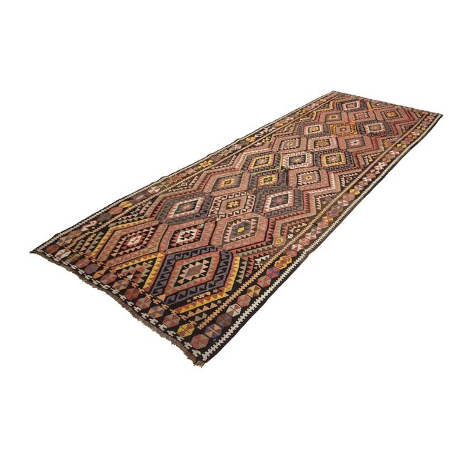 Boho Chic Vintage Handwoven Turkish Kilim Rug For Sale - Image 3 of 7