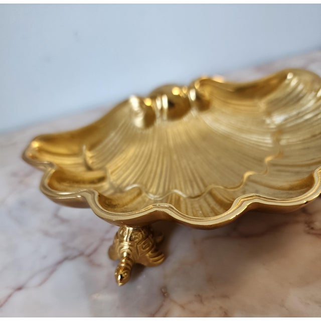 Sherle Wagner Sherle Wagner Shell W/ Turtle Feet Gilded Soap/Trinket Dish For Sale - Image 4 of 15