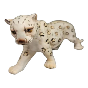 Vintage Ceramic Snow Leopard Handpainted Figurine