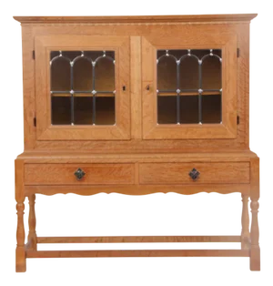 Danish Display Cabinet in Waxed Oak with Glass Fronts, 1950s