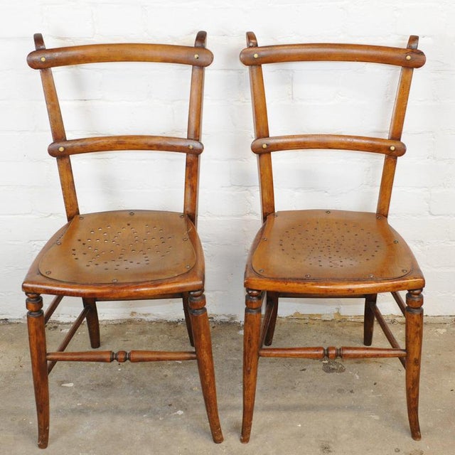 Vintage Punched Seat Dining Chairs in Wood from Luterma, Estonia, Set of 2 For Sale - Image 4 of 15