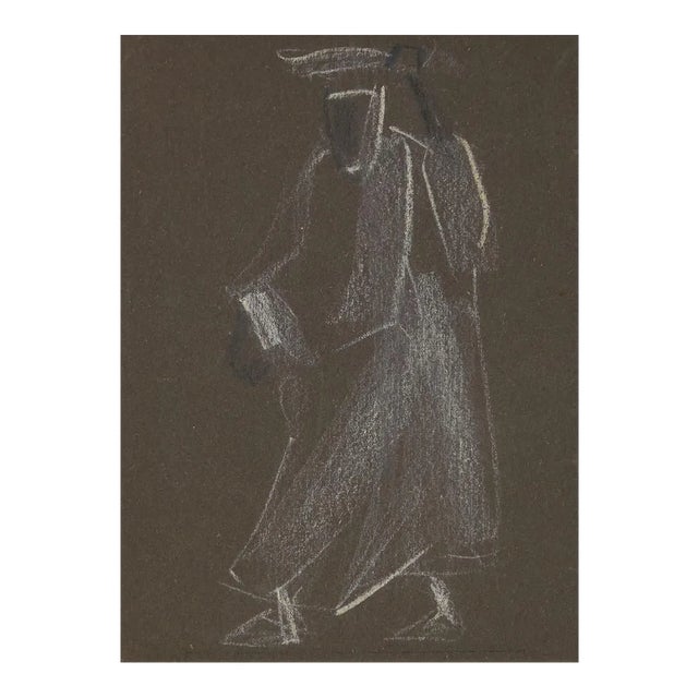 Helen Vogt, Shadowy Figure, Pastel, Mid-20th Century For Sale