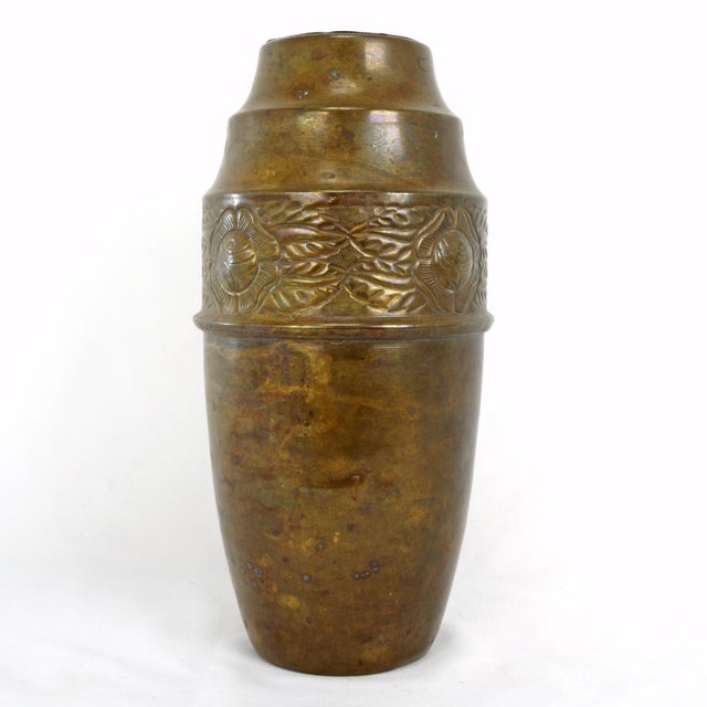 Art Deco Large German Art Nouveau Jugendstil Copper Vase With Tin Liner 1920's For Sale - Image 3 of 10