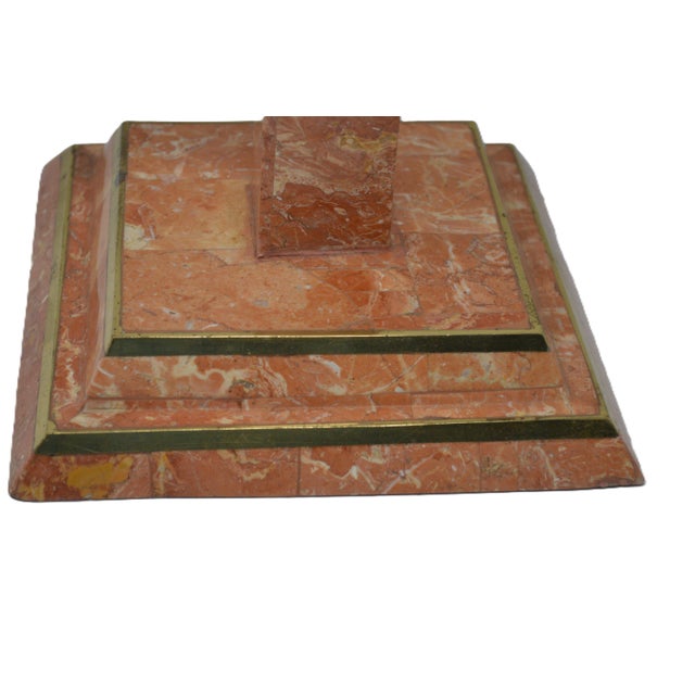 Pink 1980s Maitland-Smith Style Tessellated Stone Brass Perched Bird For Sale - Image 8 of 10