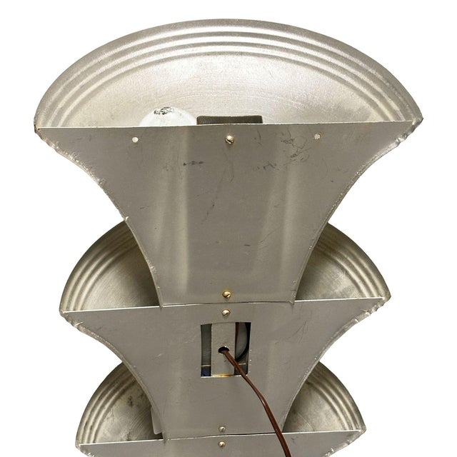 Metal Large 2' Grand Streamline Enameled Spun Aluminum 3 Tier Wall Sconce For Sale - Image 7 of 7