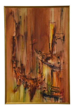 Abstract Oil on Canvas Painting by Rita Frost