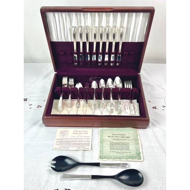 1937 Art Deco Nobility Plate "Caprice" Silverware Service for 8 With Hostess Serving Suite - 58 PCS For Sale In Portland, OR - Image 6 of 9