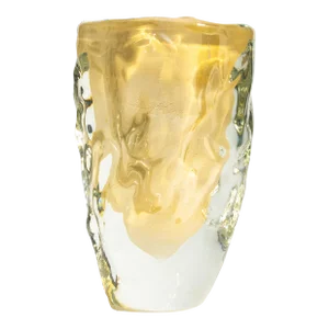 Hand Blown Murano Vase Buri in Clear With 24-Karat Gold Flecks Medium