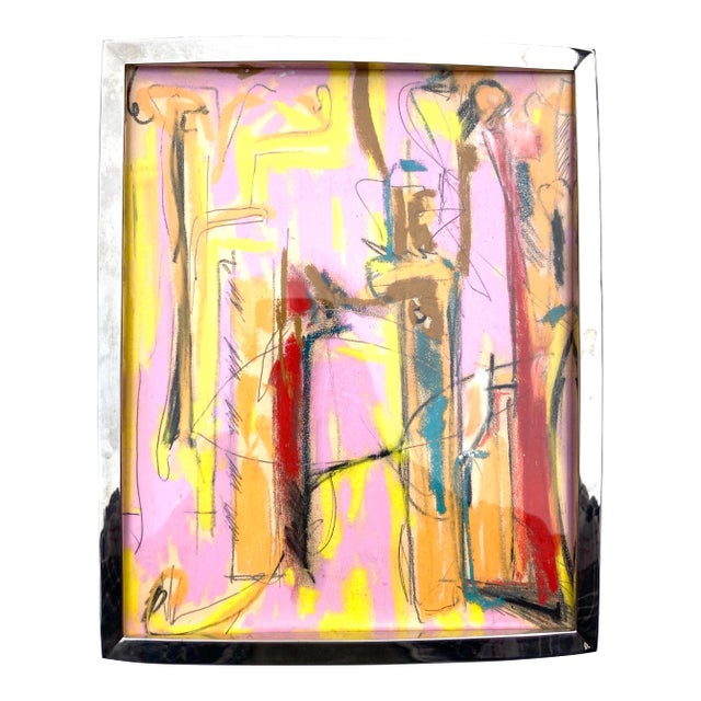 Contemporary Abstract Pastel Sketch Drawing by Erik Sulander, Framed For Sale