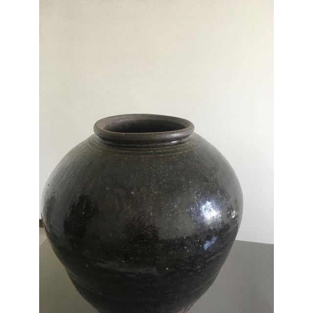 Ceramic Late 18th Century Khmer Brown Glazed Terracotta Vase For Sale - Image 7 of 18