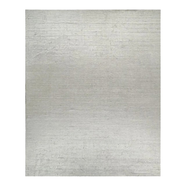 2010s Rug & Kilim’s Modern Rug in Solid Gray and Off-White Striae - 13x16 For Sale