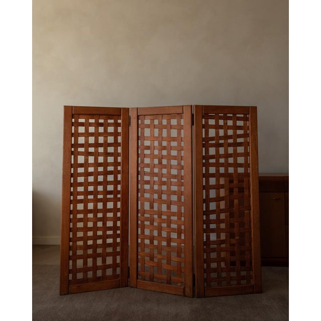 Vintage Wooden Room Divider or Folding Screen in Lattice Weave, 1970s For Sale - Image 16 of 16
