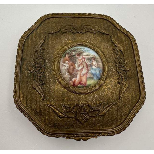 French Bronze Casket with Miniature, 19th Century For Sale - Image 10 of 11