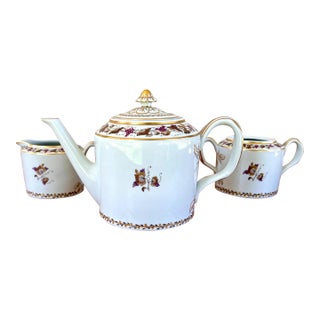 Late 20th Century Mottahedeh "Brandywine" Teapot, Creamer and Sugarbowl Set - 3pcs For Sale