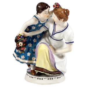 Art Nouveau Girl with Child Figurine by T. Eichler for Meissen, 1905
