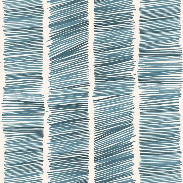 Contemporary Hash Marks Wallpaper by Susan Hable in Teal For Sale - Image 3 of 3