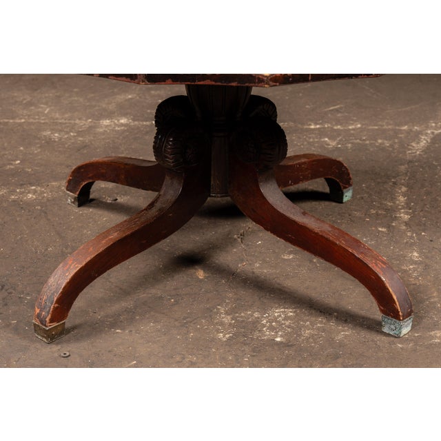 Late 19th Century Victorian Revolving Séance Table With Green Leather Top and Tufted Base For Sale - Image 13 of 14