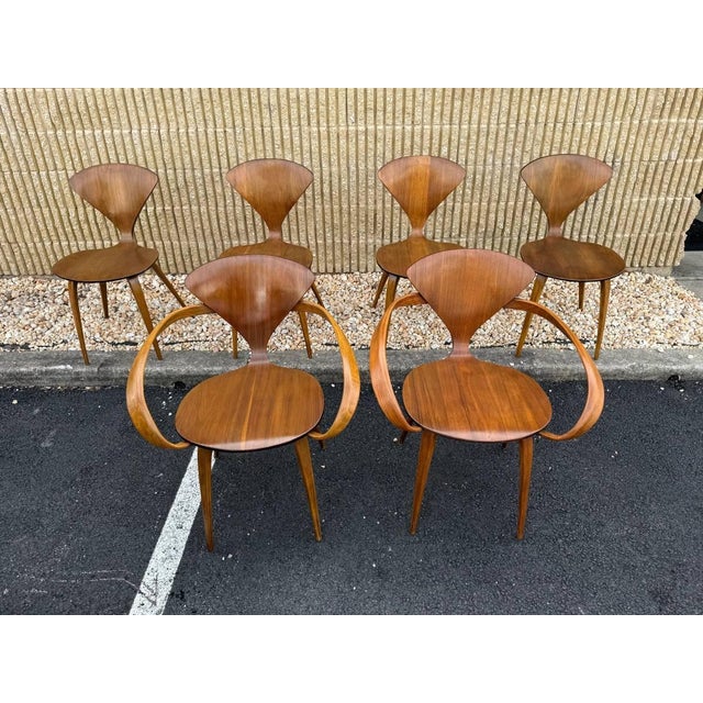 Plycraft Mid 20th Century Set of Six Norman Cherner Style Plywood Pretzel L Dining Chairs by Plycraft, Usa For Sale - Image 4 of 12