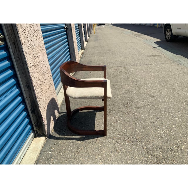 Brown Solid Mahogany Dining Chair in Manner of Onassis Chair by Karl Springer Mid-Century Modern For Sale - Image 8 of 8