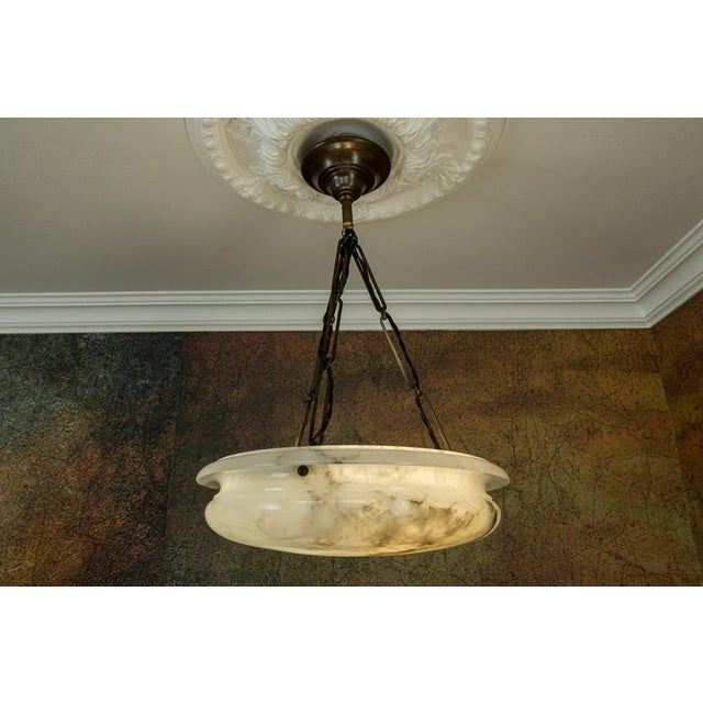 Art Deco Alabaster and Brass Pendant Light, Germany, 1920s For Sale - Image 3 of 18