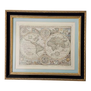 Vintage British Maritime Museum Greenwich Framed World Map 1626 Print by John Speed For Sale