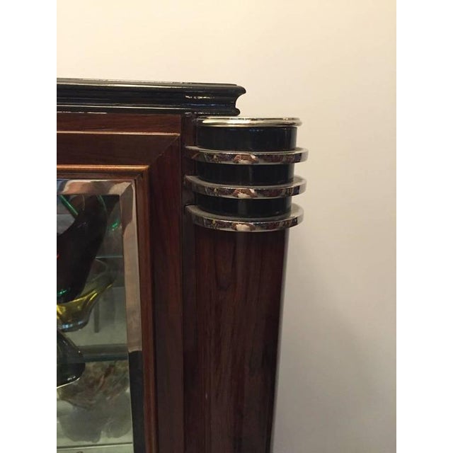 Wood Jules Leleu Style French Art Deco Vitrine Bar For Sale - Image 7 of 10