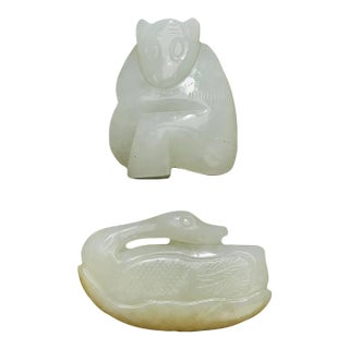 Chinese Jade Carvings Set of 2 For Sale