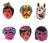 Vintage Mexican Papier-Mâché Masks 2 - Set of 6 For Sale