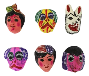 Vintage Mexican Papier-Mâché Masks 2 - Set of 6