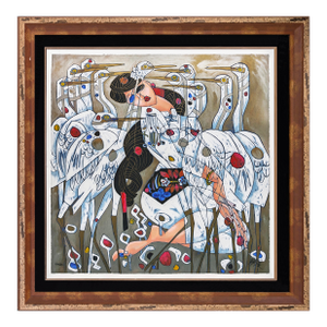 Jiang Tiefeng, Morning With Cranes (Custom Framed Large Hand Signed Serigraph), 2001