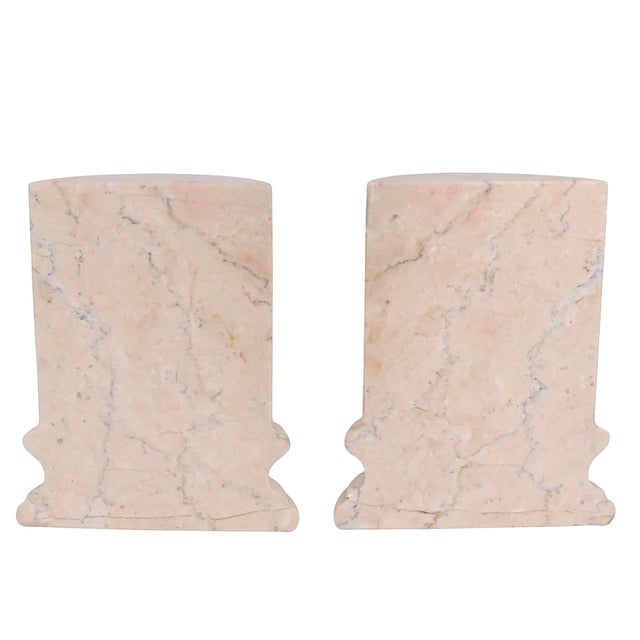 American Late 20th Century Pr. Half Column Marble Bookends by Boticina For Sale - Image 3 of 11
