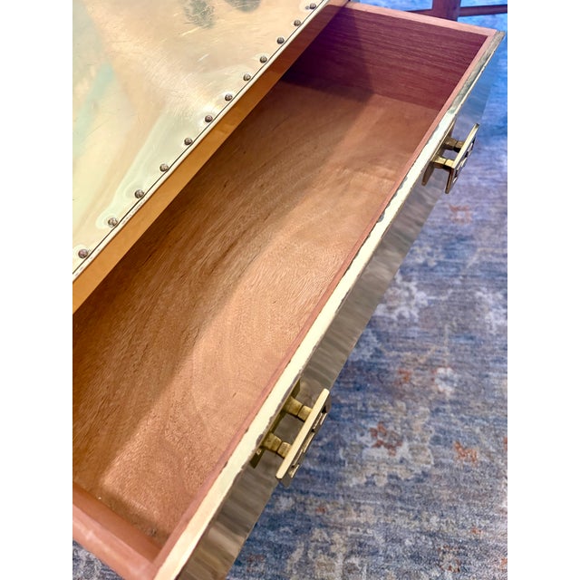 1970s Hollywood Regency-Chinoisorie Solid Brass Campaign Chest For Sale - Image 14 of 14