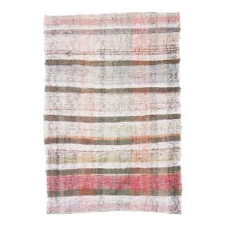 Vintage Turkish Hand-Knotted Wool Cotton Beige Small Kilim Area Rug For Sale