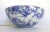 Lovely pair of Japanese porcelain bowls with transfer design in blue / white. The outer blue design of pair of birds on a...