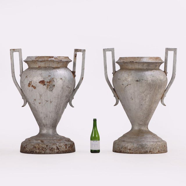 Art Deco Art Deco Cast Iron Double-Handled Garden Urns by Kramer Brothers, C. 1920 - Set of 2 For Sale - Image 3 of 5