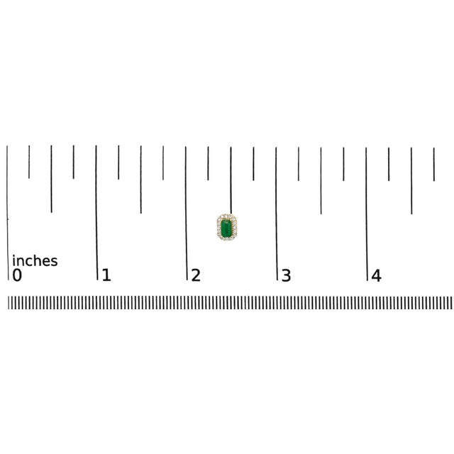 14K Yellow Gold Green Emerald and 1/8 Cttw Diamond Halo Octagonal Shaped Stud Earrings (I-J Color, I1-I2 Clarity) For Sale - Image 4 of 6
