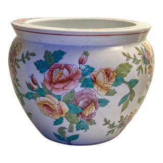Vintage Floral Chinese Planter For Sale
